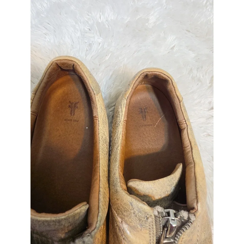 Frye Women's Size 8 Lena Zip Metallic Platform Slip On Low - Cut Sneakers